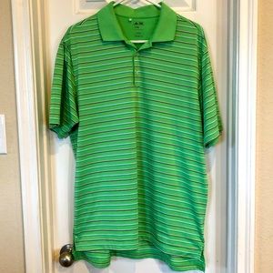 Adidas Green Striped Golf Polo ClimaLite Large